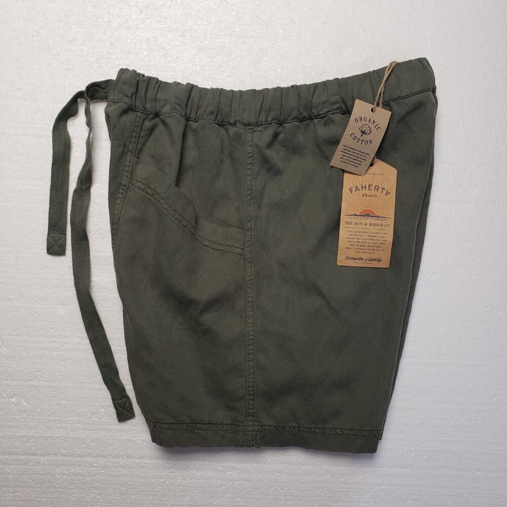 Faherty Women's Linen & Organic Cotton Topanga Drape Shorts in Thyme size XS NWT - Picture 6 of 9